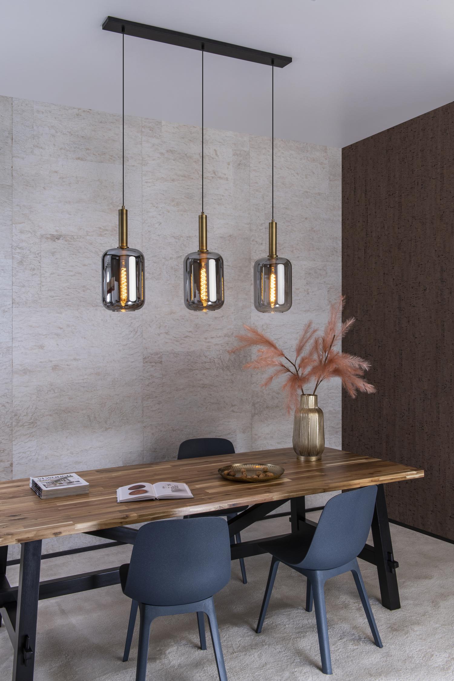 Lucide hanglamp JOANET - 3xE27 - Fumé