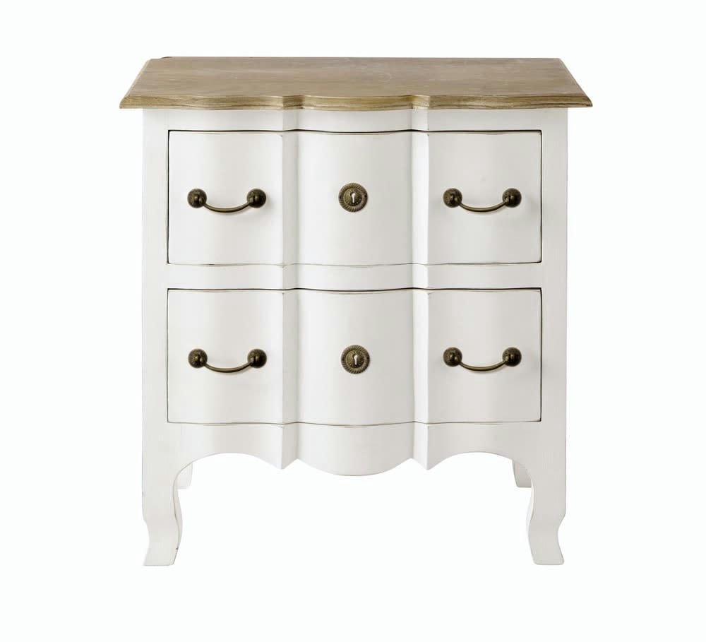 Versailles - Table de chevet 2 tiroirs en acacia et manguier blanche