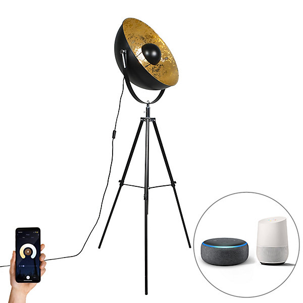 Lampadaire intelligent industriel noir trépied avec WiFi A60 - Magna 50 Eglip