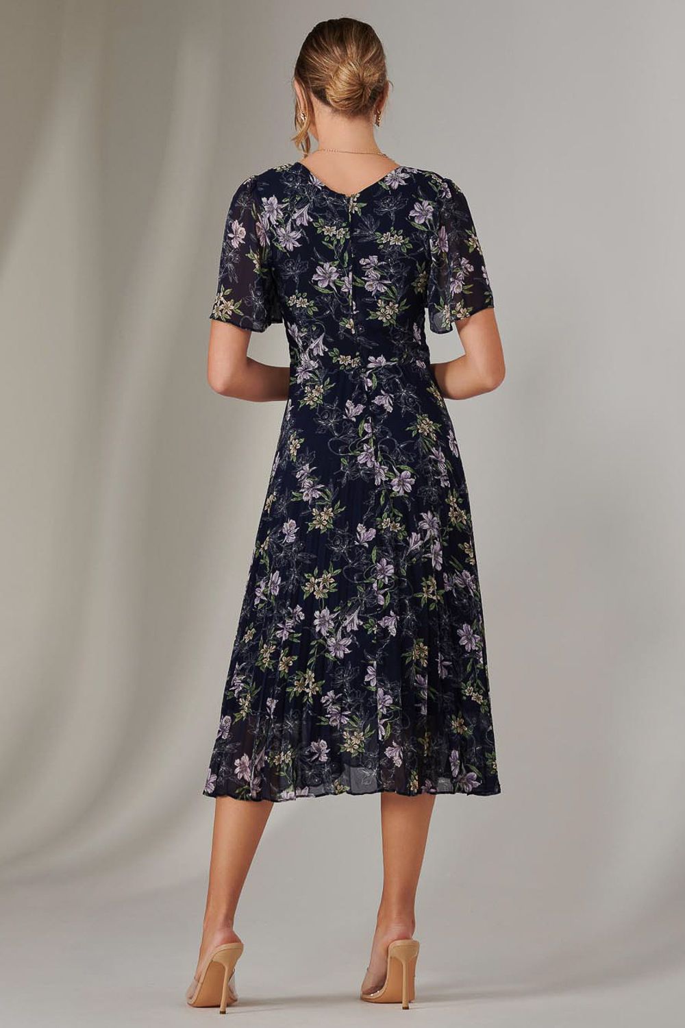 Jolie Moi Chiffon Pleated Wrap Midaxi Dress