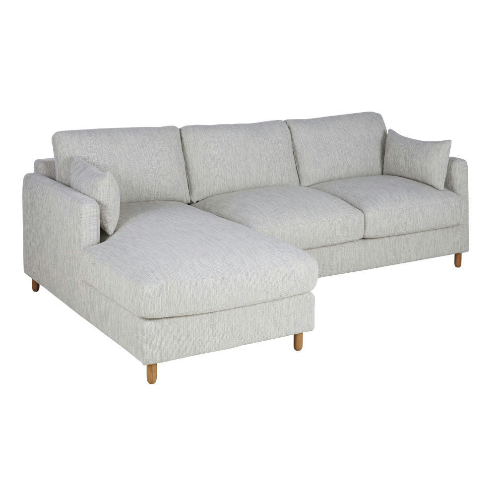 Julian - Canapé d'angle gauche 3/4 places en textile recyclé gris clair chiné