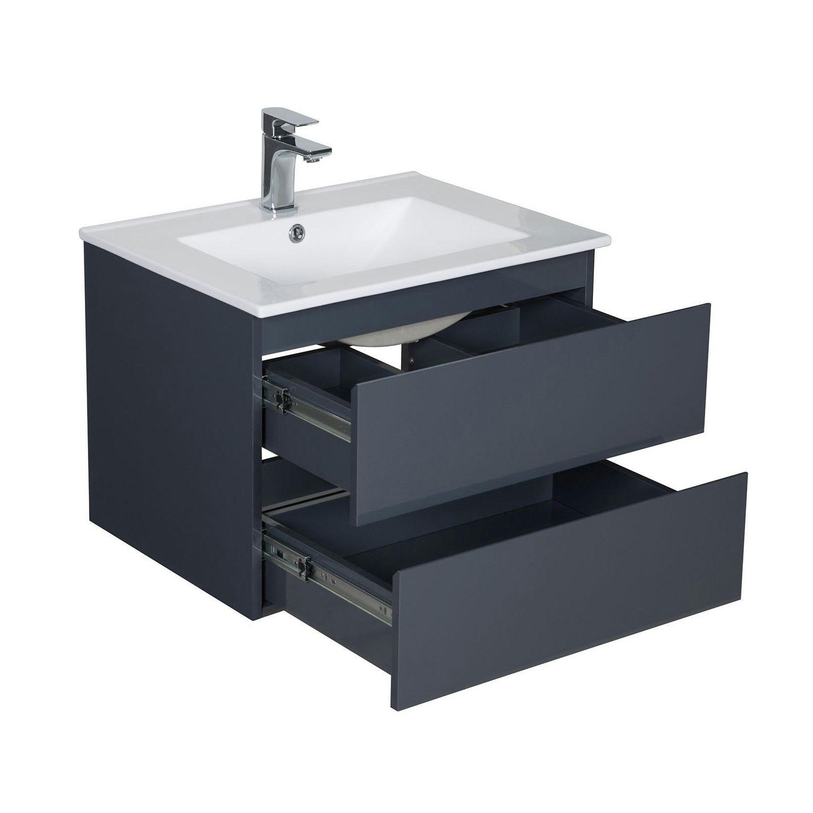 SORRENTO - Meuble simple vasque 60cm  Gris anthracite + vasque