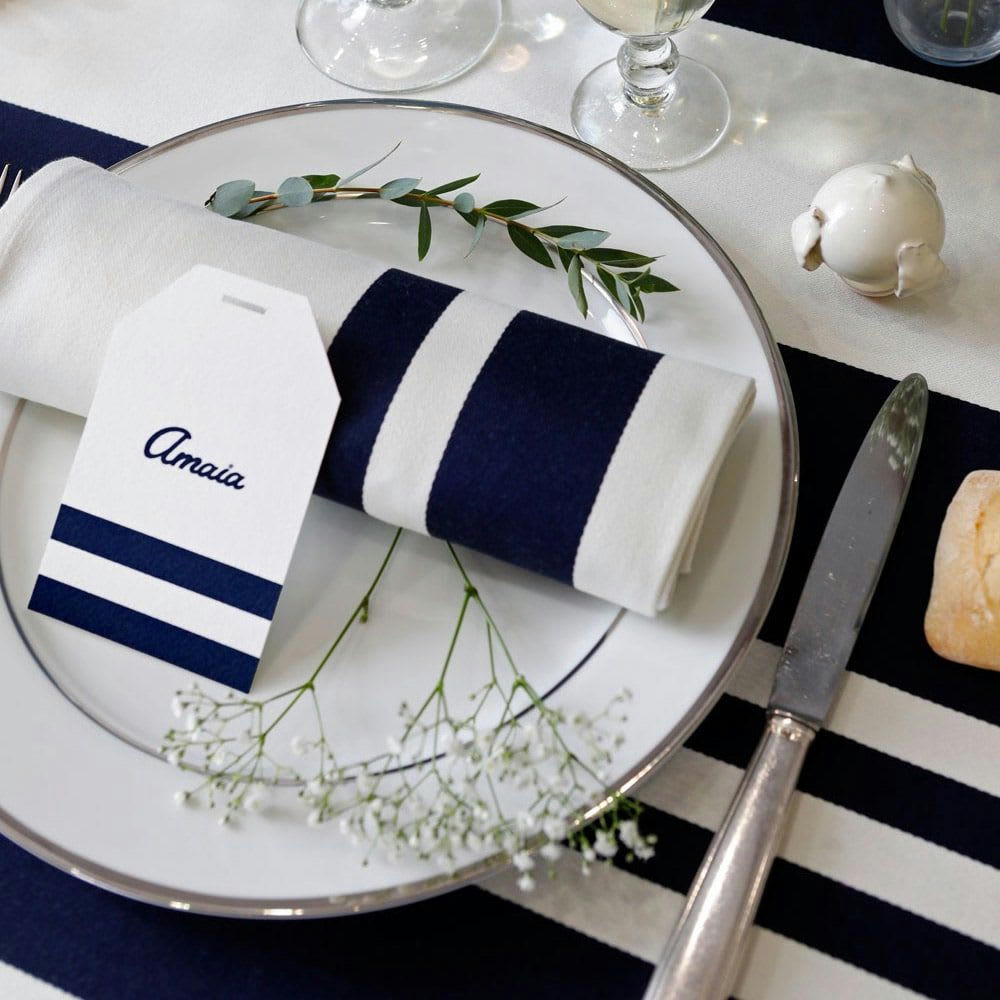 PAMPELUNE - Serviette de table coton Bleu 50x50 cm