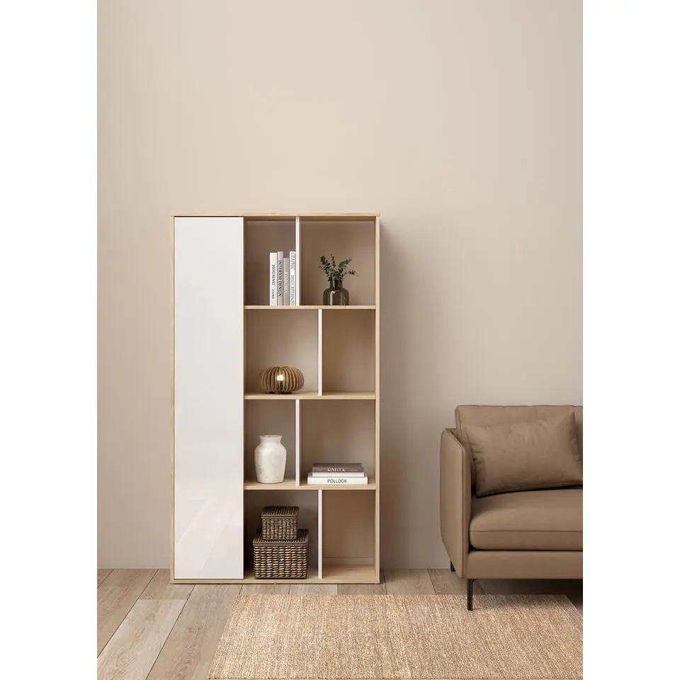 Boekenkast Wit Hoogglans - 89x34x157cm - Maze