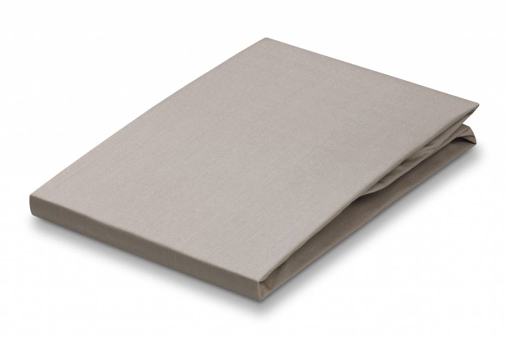 Percale Hoeslaken Stone   180 x 210 cm   Grijs   Beige   Katoen