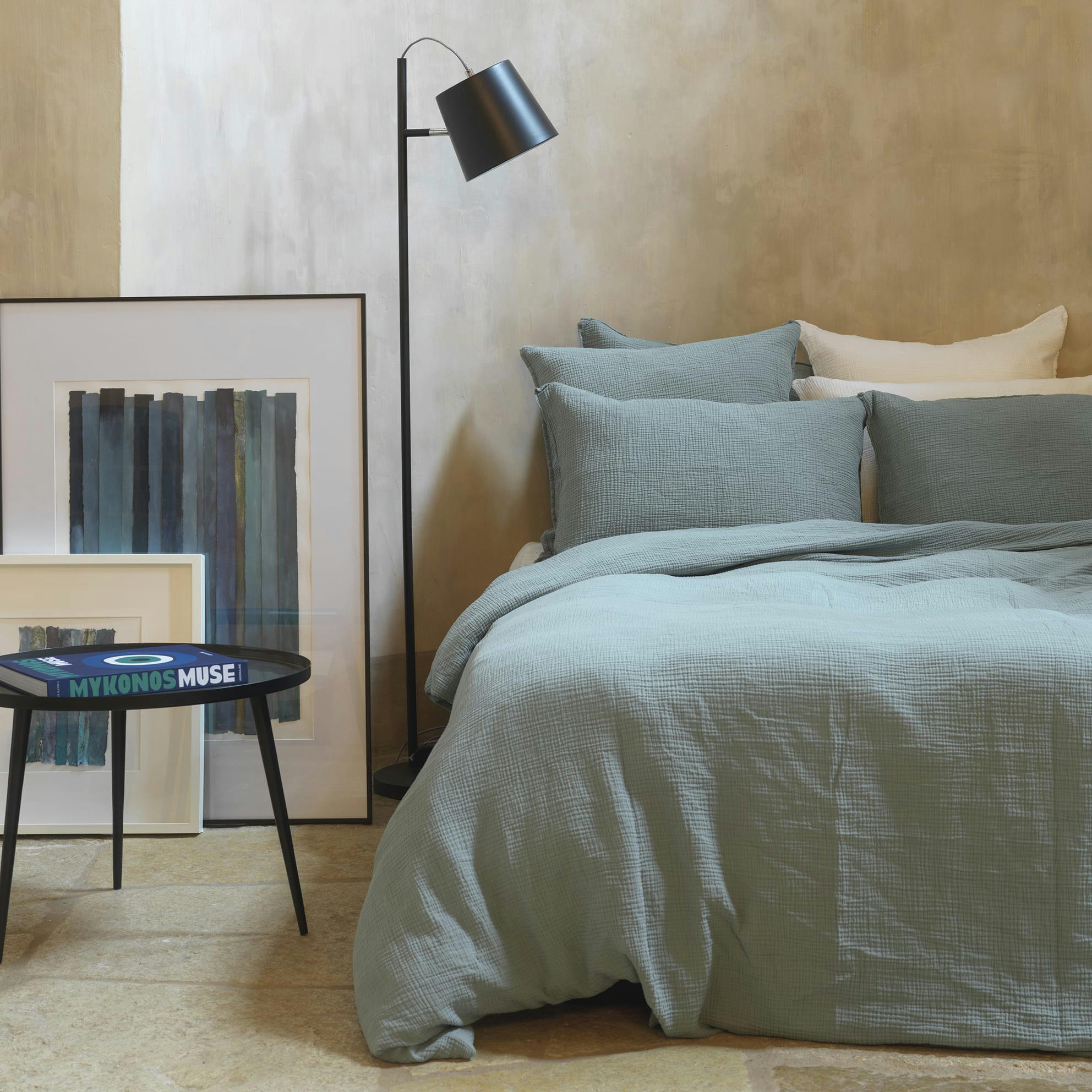 GAZE DE COTON - Housse de couette gaze de coton bleu minéral 240X220 CM