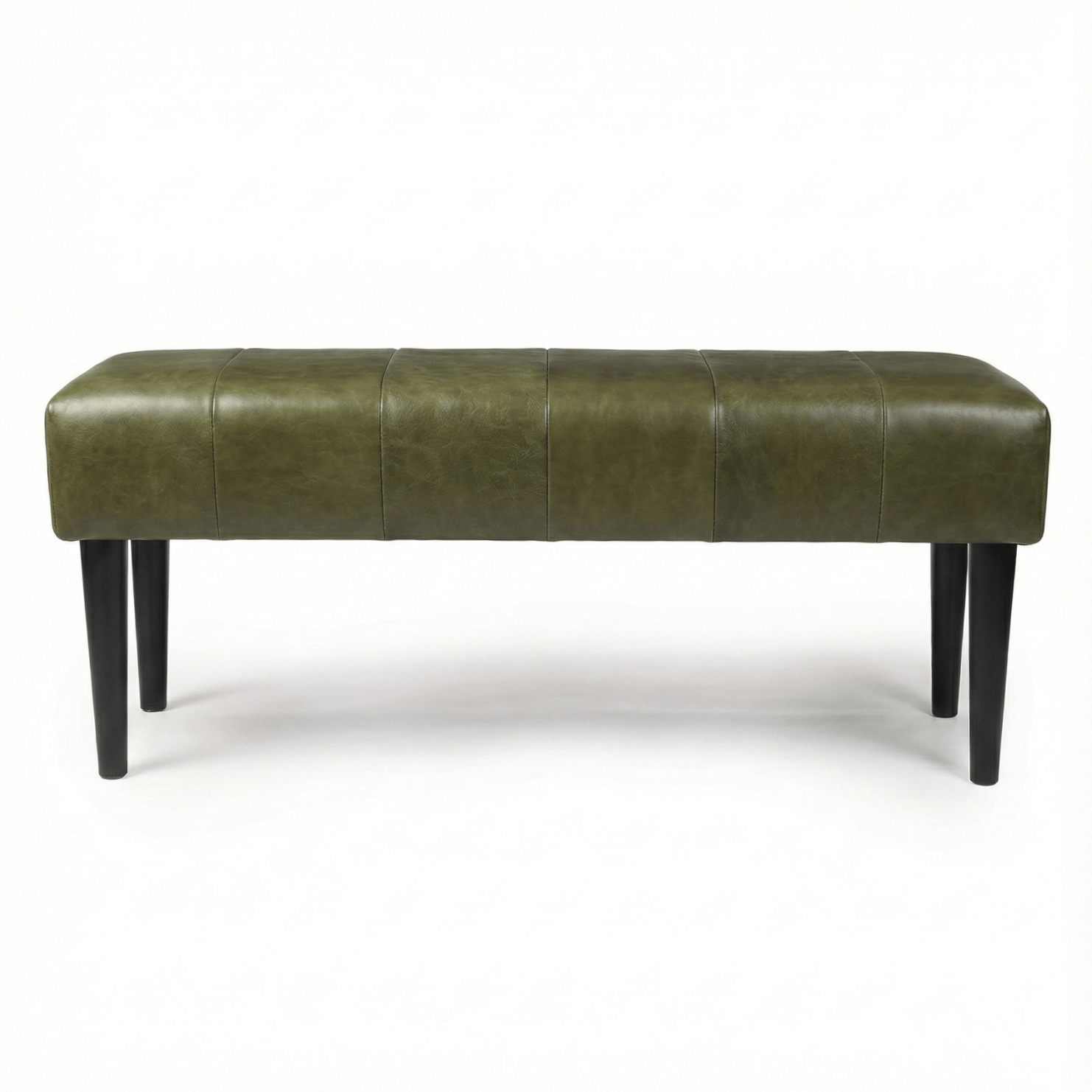 Furnhouse bankje Athea - Olijfgroen - Leer - 50x120x48