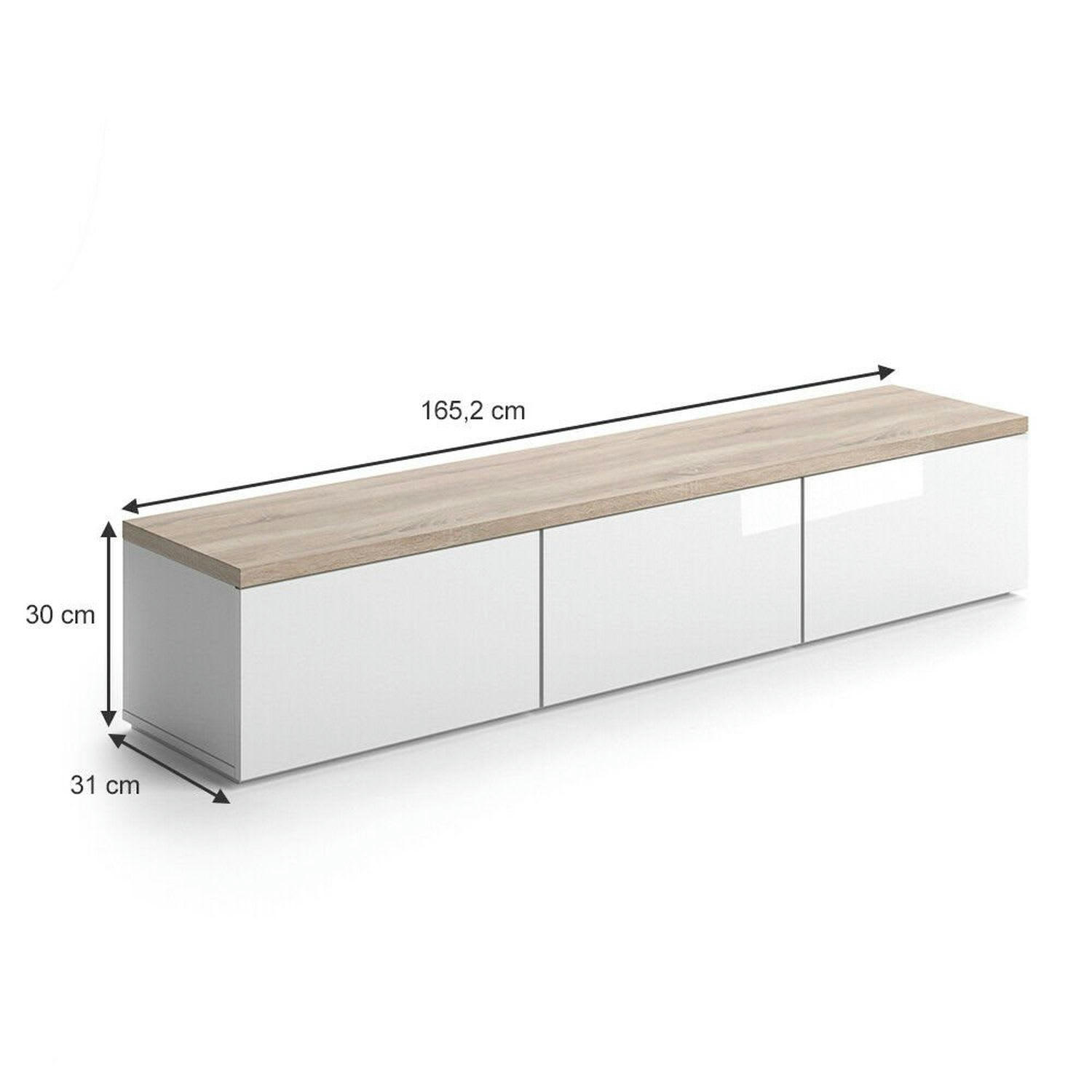 MELI - Meuble tv design scandinave avec tiroirs blanc