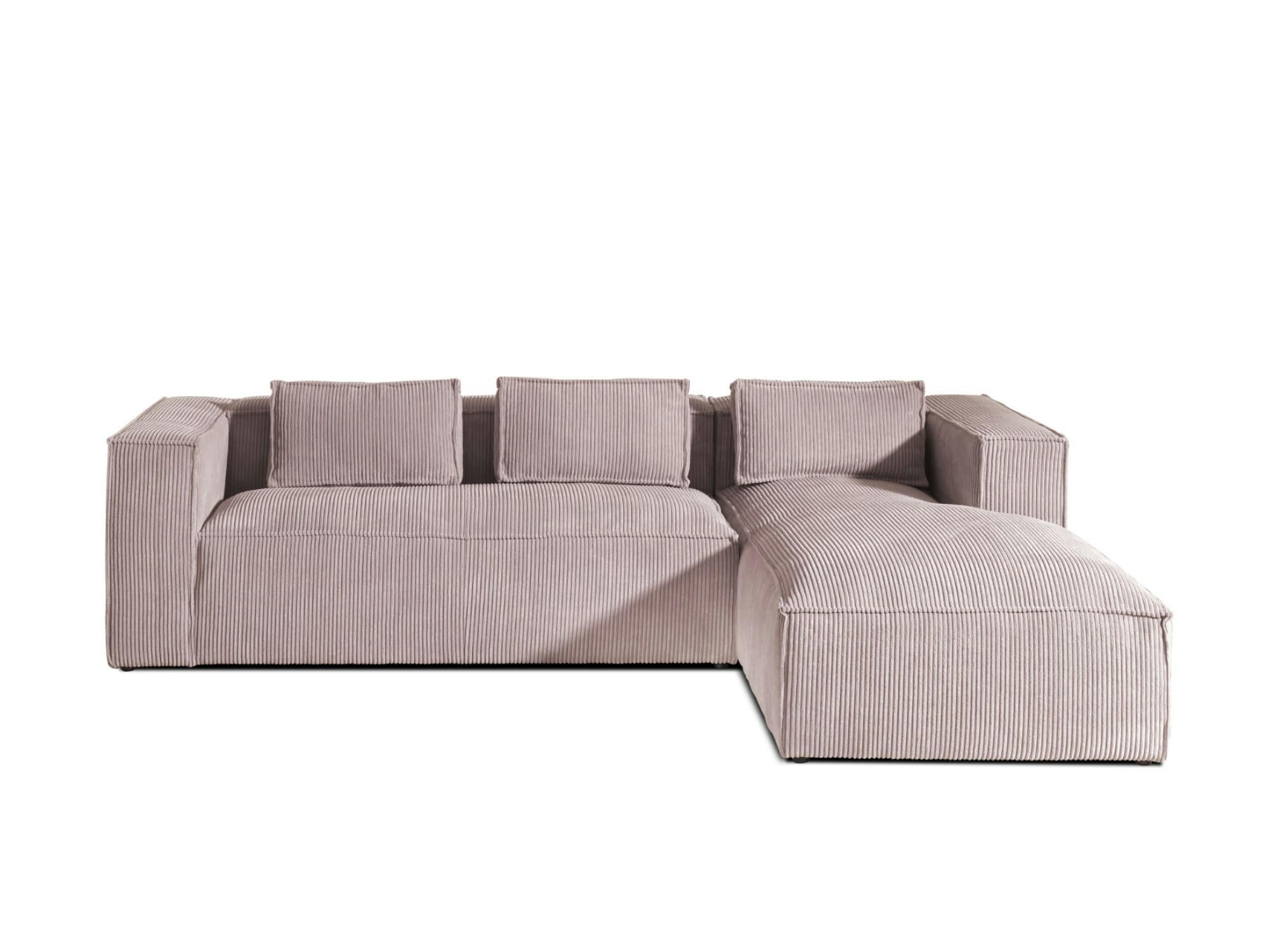 STELLA - Canapé d'angle droit 4 places en velours côtelé rose