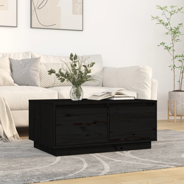 Stolik Kawowy Ława Stół Czarny Drewniany 80x50x35 Szuflady Do Salonu