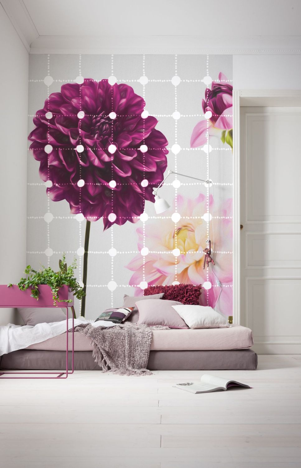 Sanders & Sanders fotobehang bloemen & stippen roze - 200 x 250 cm - 611885