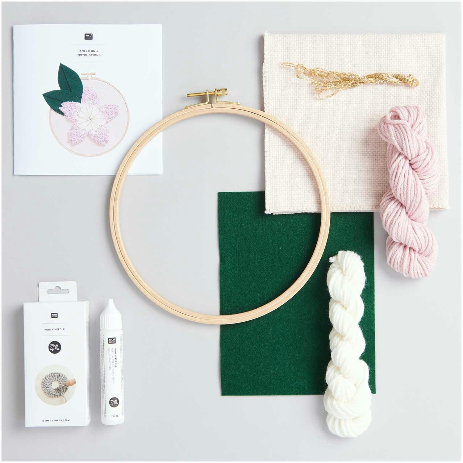 - Coffret punch needle fleur du Japon Ø 21,5 cm