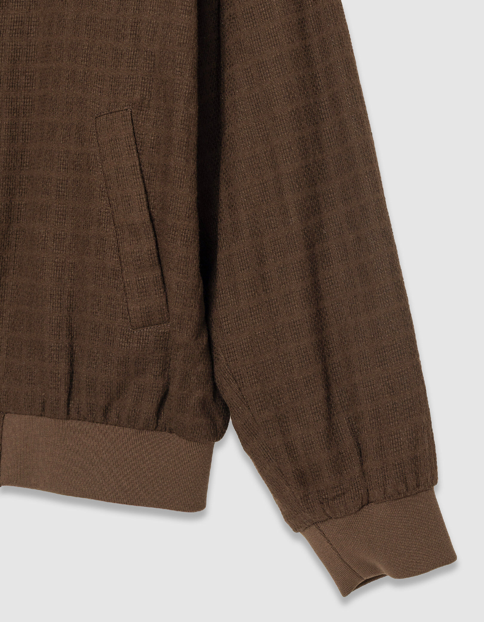Blouson bomber marron tissu relief Homme