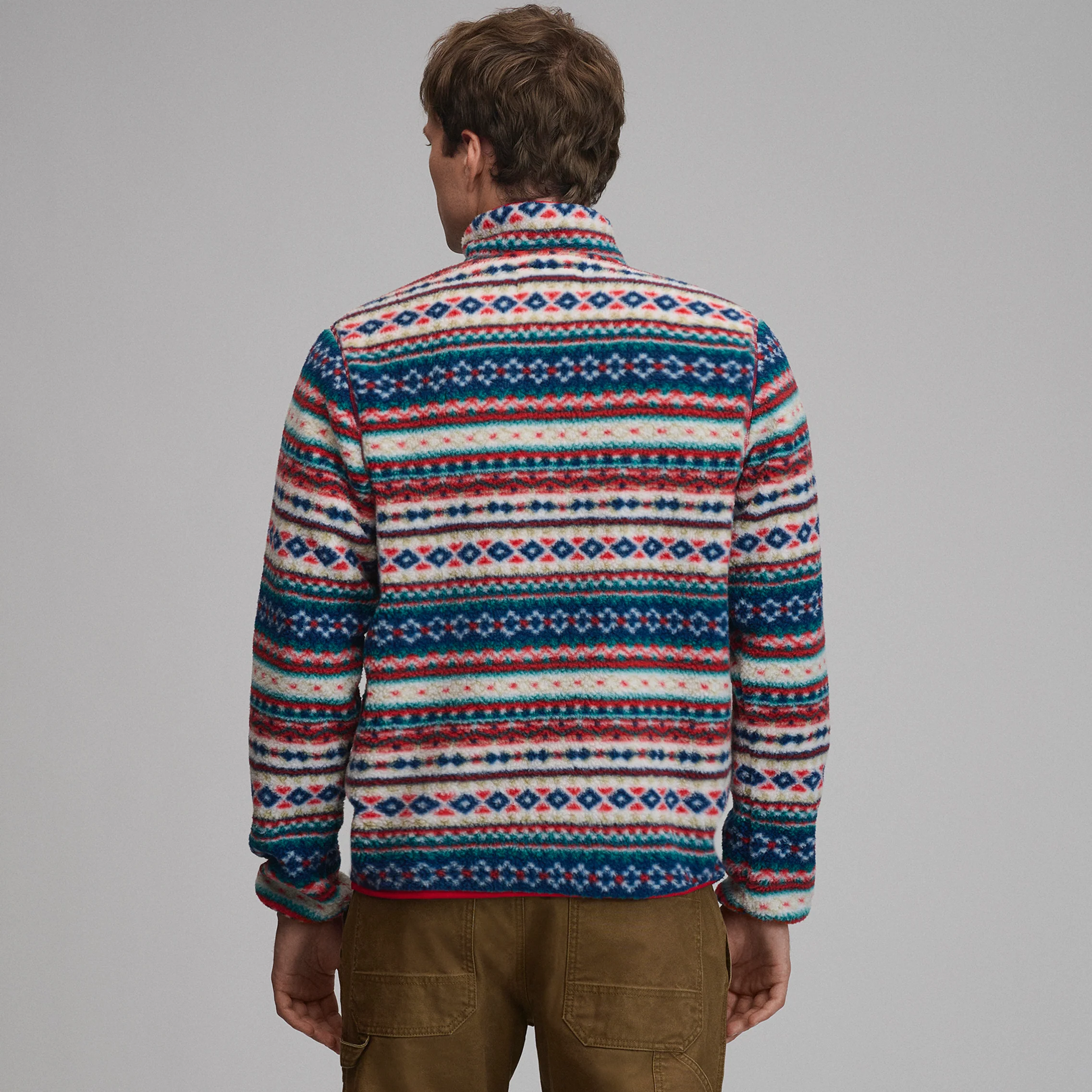 Men's Journey Snap-Mock Print Fleece Pullover