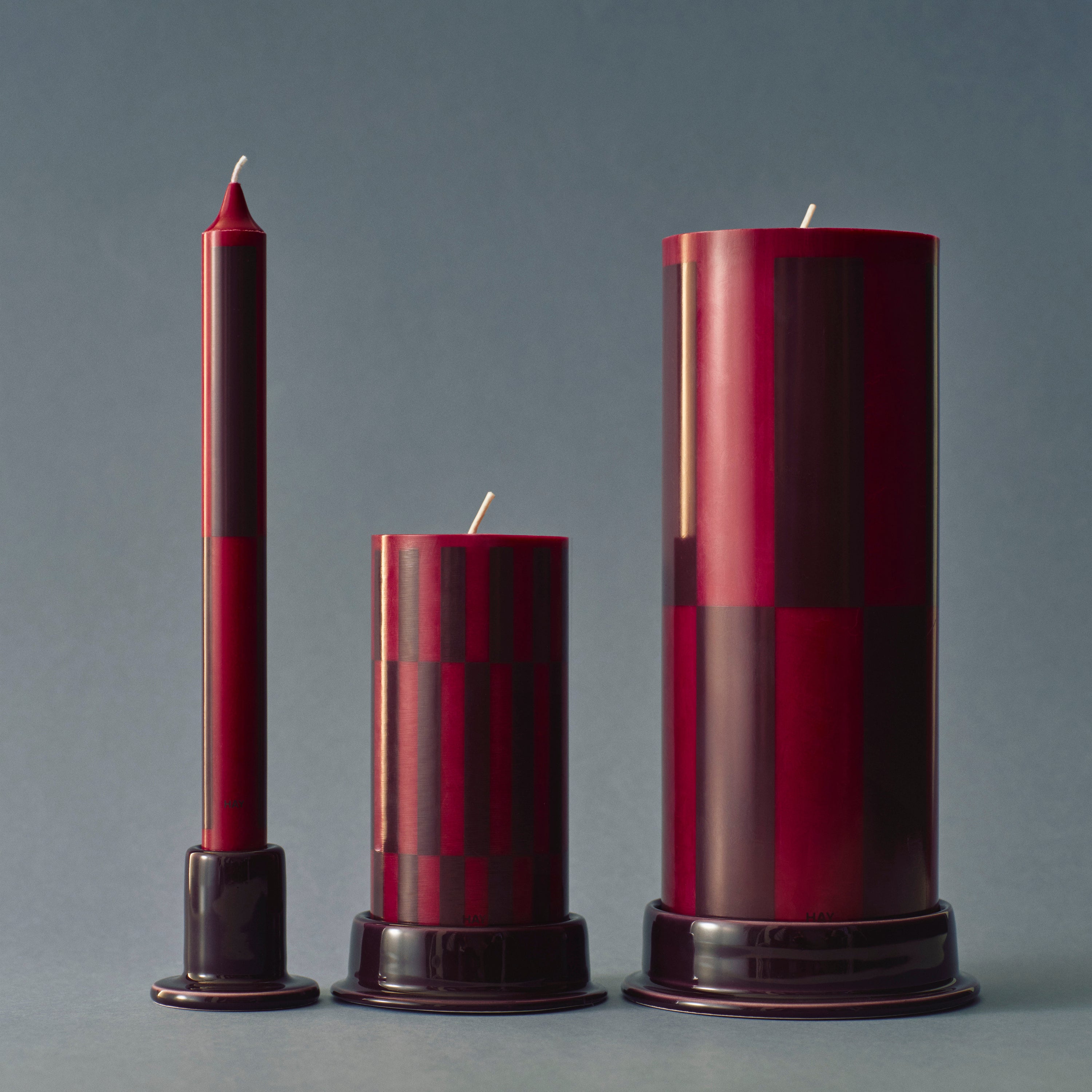 HAY Pattern Kaarsen - Set van 4 - Blauw / Bordeaux