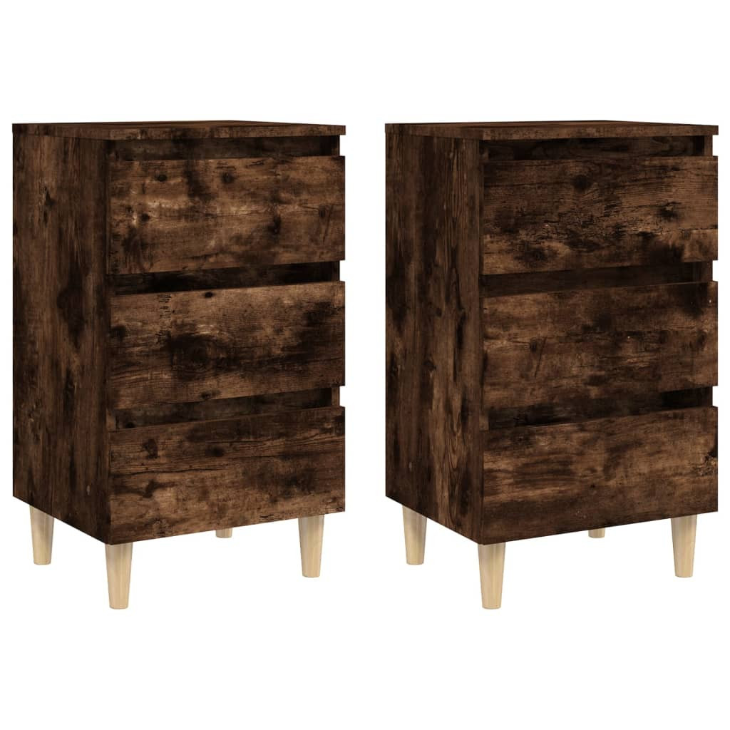 2x Szafka Nocna Stolik Komoda Brązowa z Szufladą Do Sypialni 40x35x69 cm