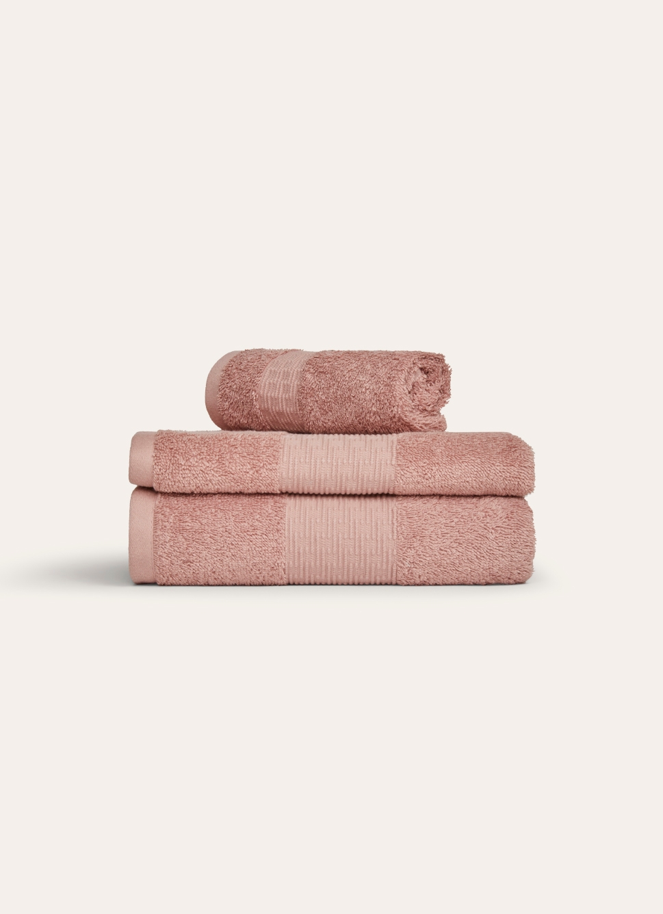 SERVIETTE TOILETTE COTON BIO JACQUARD GAUFRÉ 450 ROSE