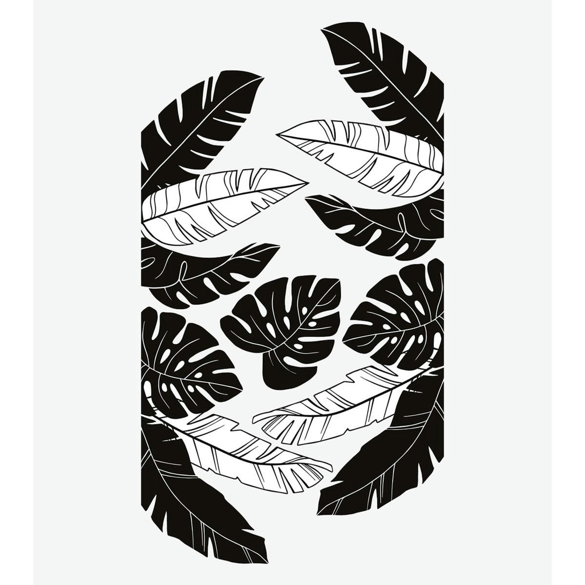 BLACK MAJIK - Grand sticker feuilles tropicales en vinyle mat noir