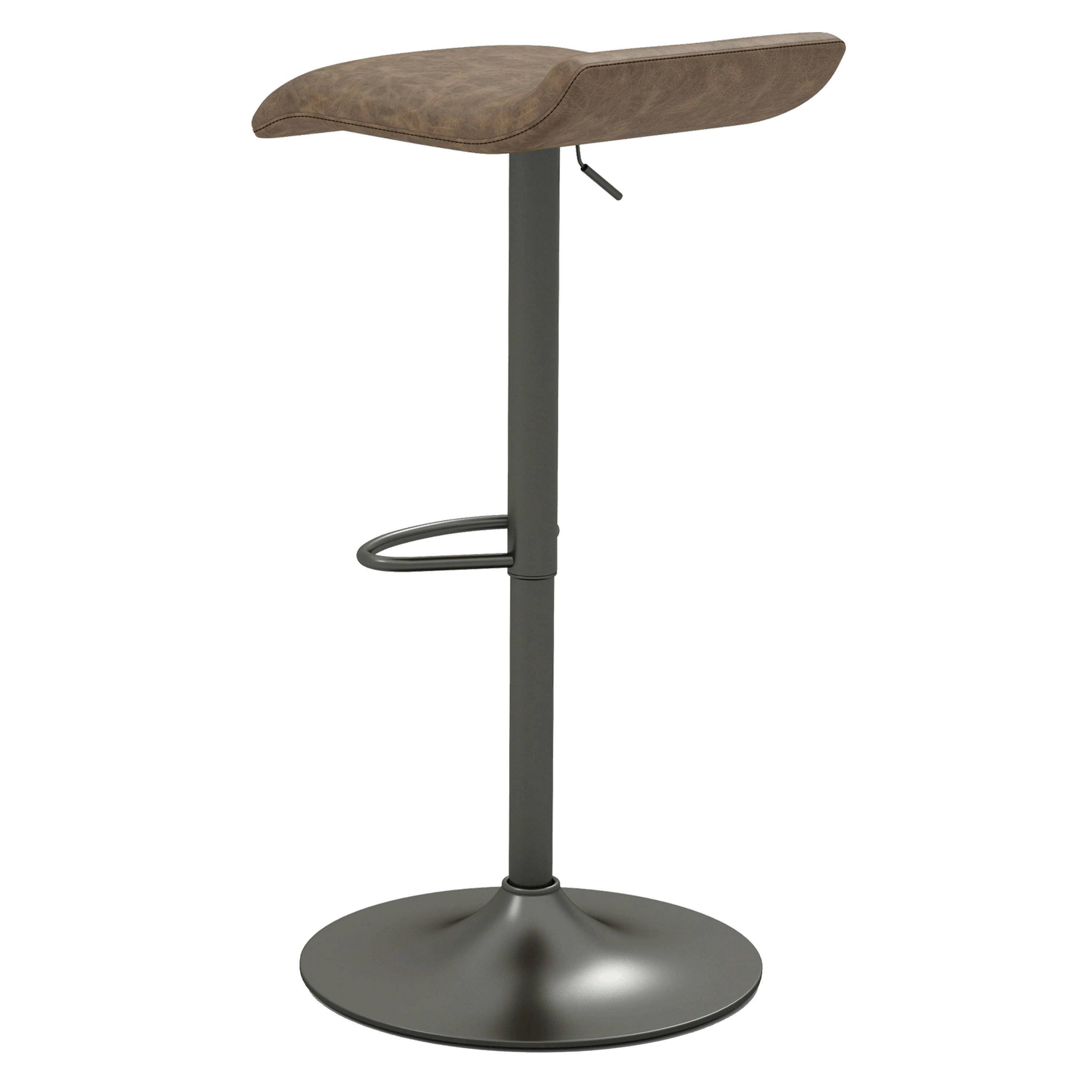 LEO - Tabouret de bar en cuir synthétique Marron et pieds bronze (x2)