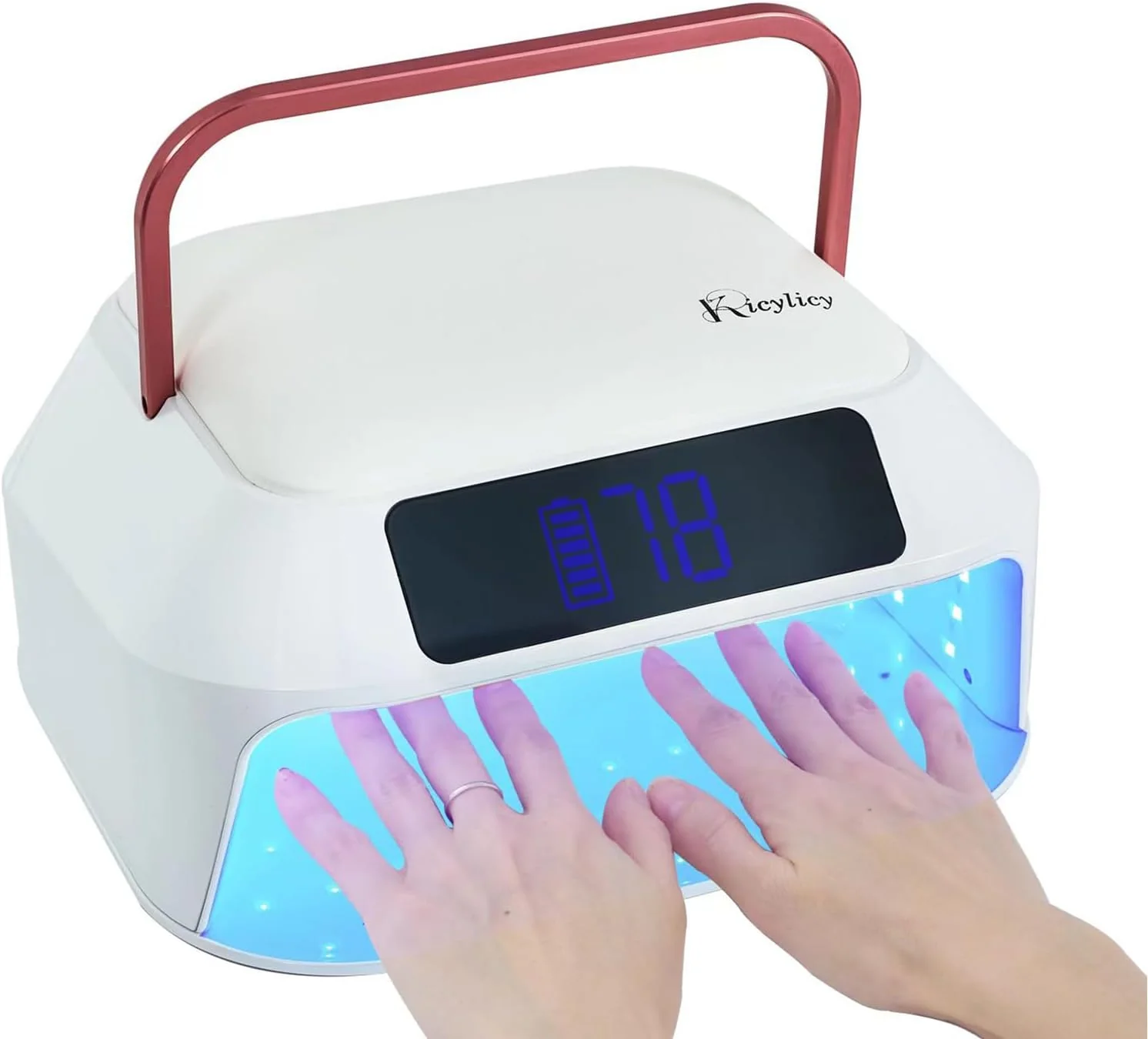 Cordless Nail Lamp,218W Professional Rechargeable UV LED Nail Lamp for Salon,Nail Lamp Built-in 30000mAh Battery,82PCS LEDs Nail Dryer with Dual Displays  Detachable Hand Pillow
