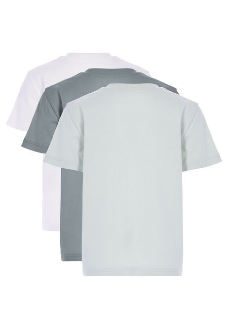 Younger Boys 3pk Green Cotton T-Shirts
