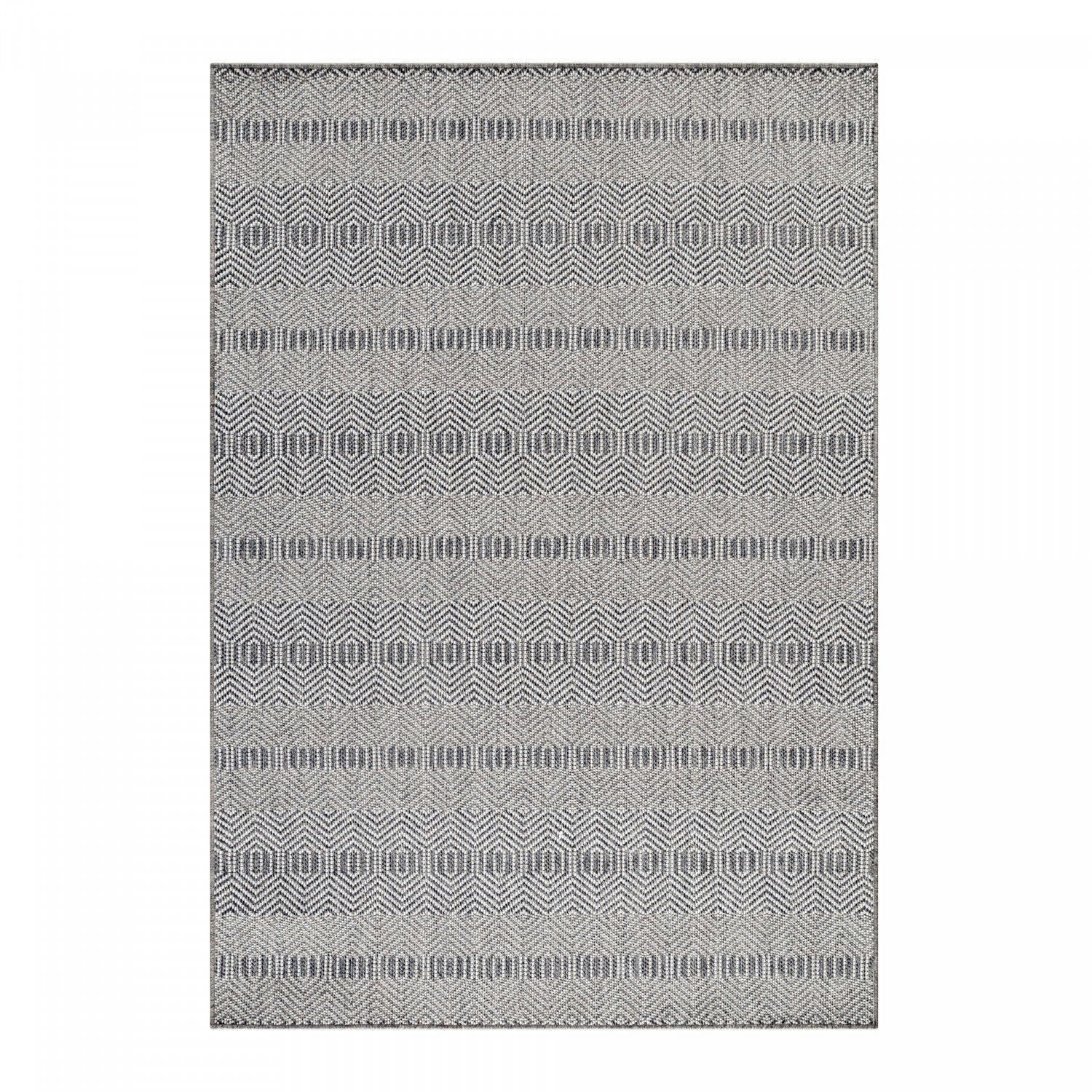 OVA - Tapis extérieur tissé plat gris et greige 60x100cm