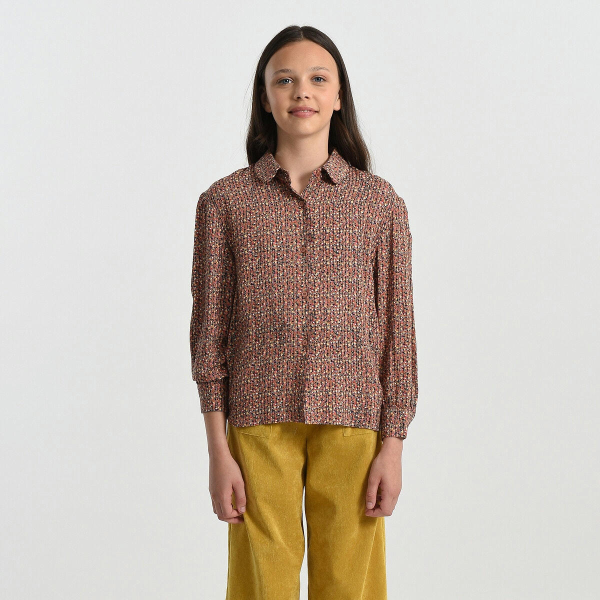 Blouse manches longues bouffantes imprimée