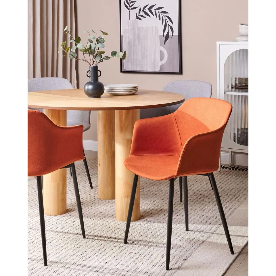 ELIM - Eetkamerstoel set van 2 - Oranje - Polyester