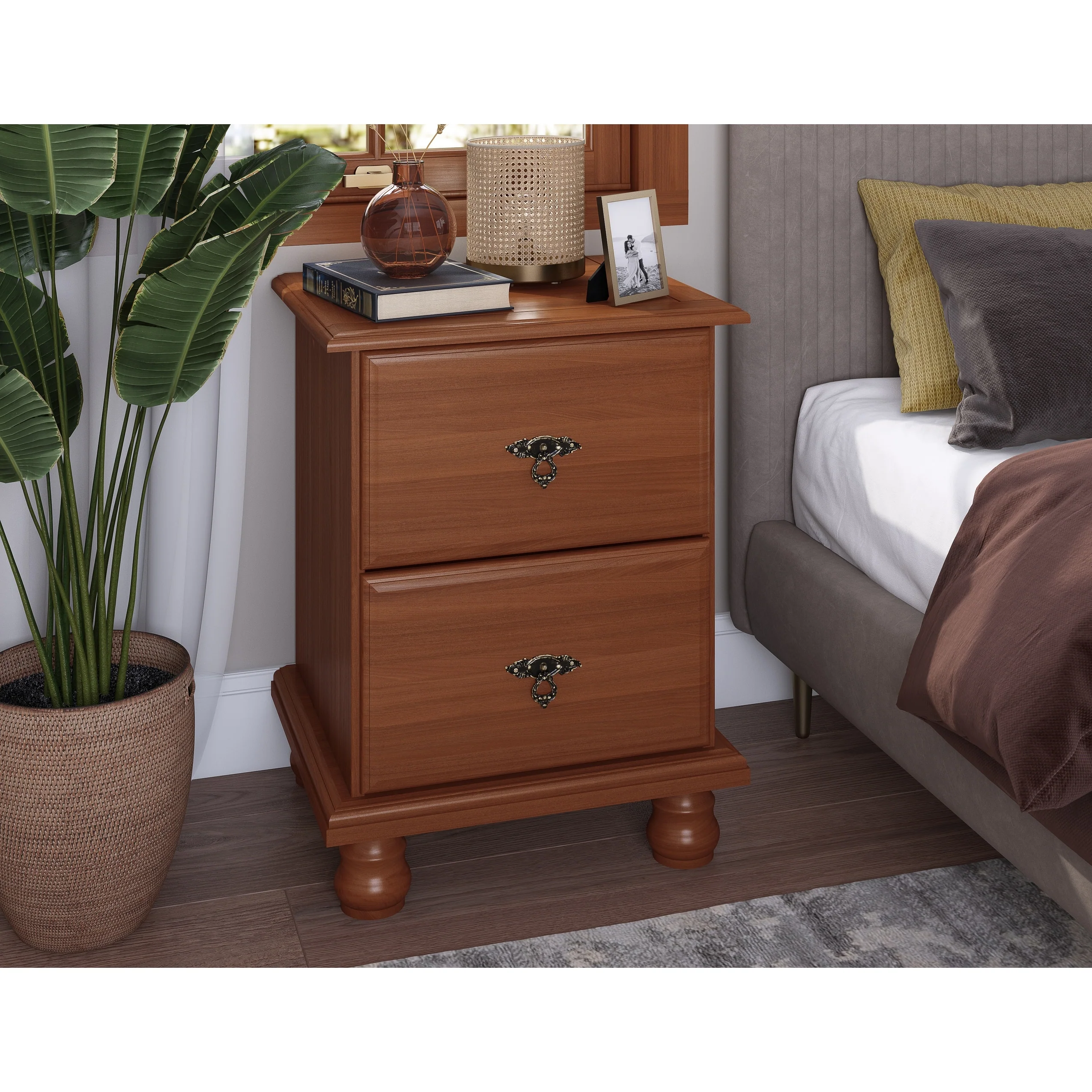 Palace Imports 100% Solid Wood Traditional Kyle 2-Drawer Nightstand