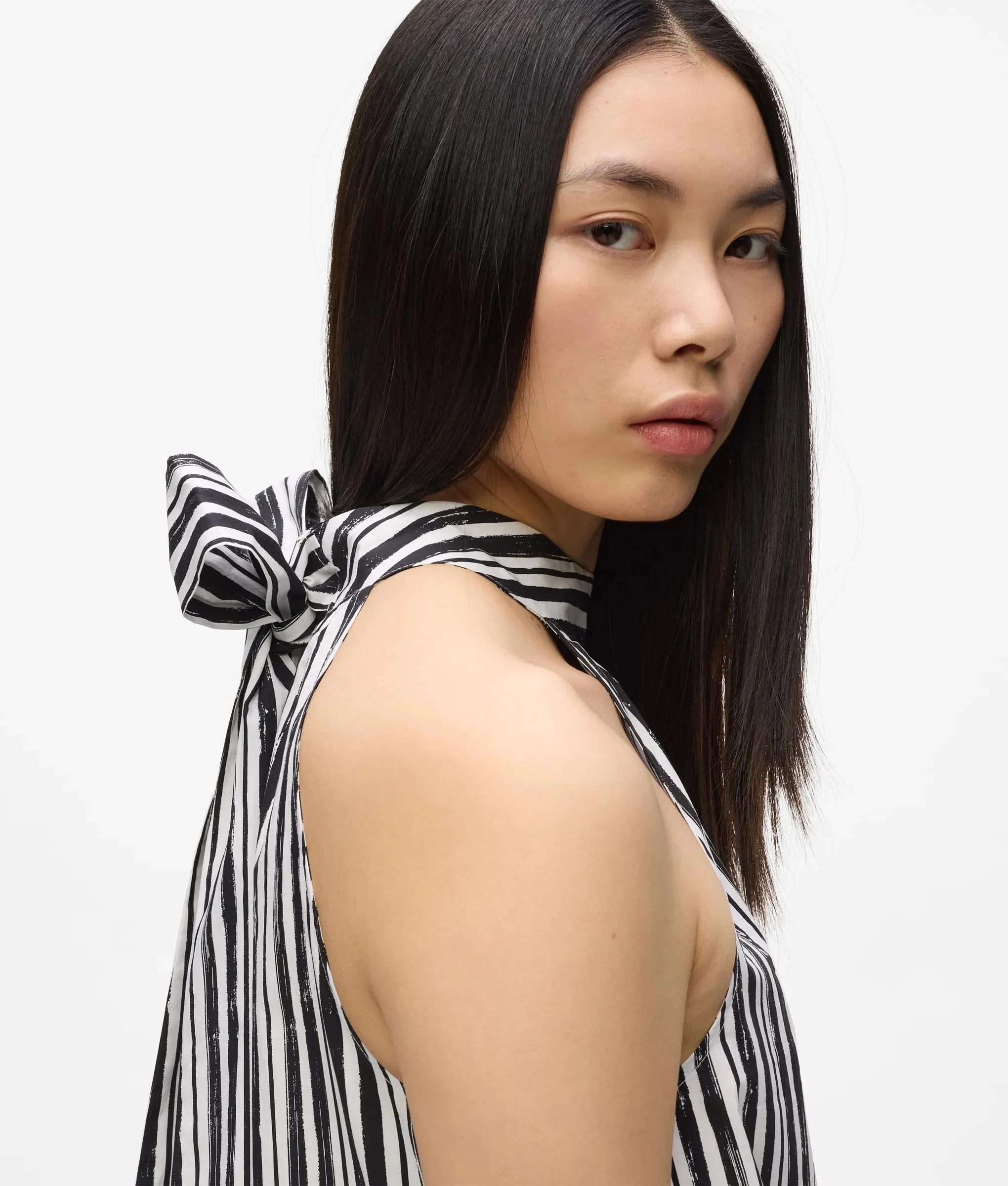 Robe maxi à encolure licou à rayures