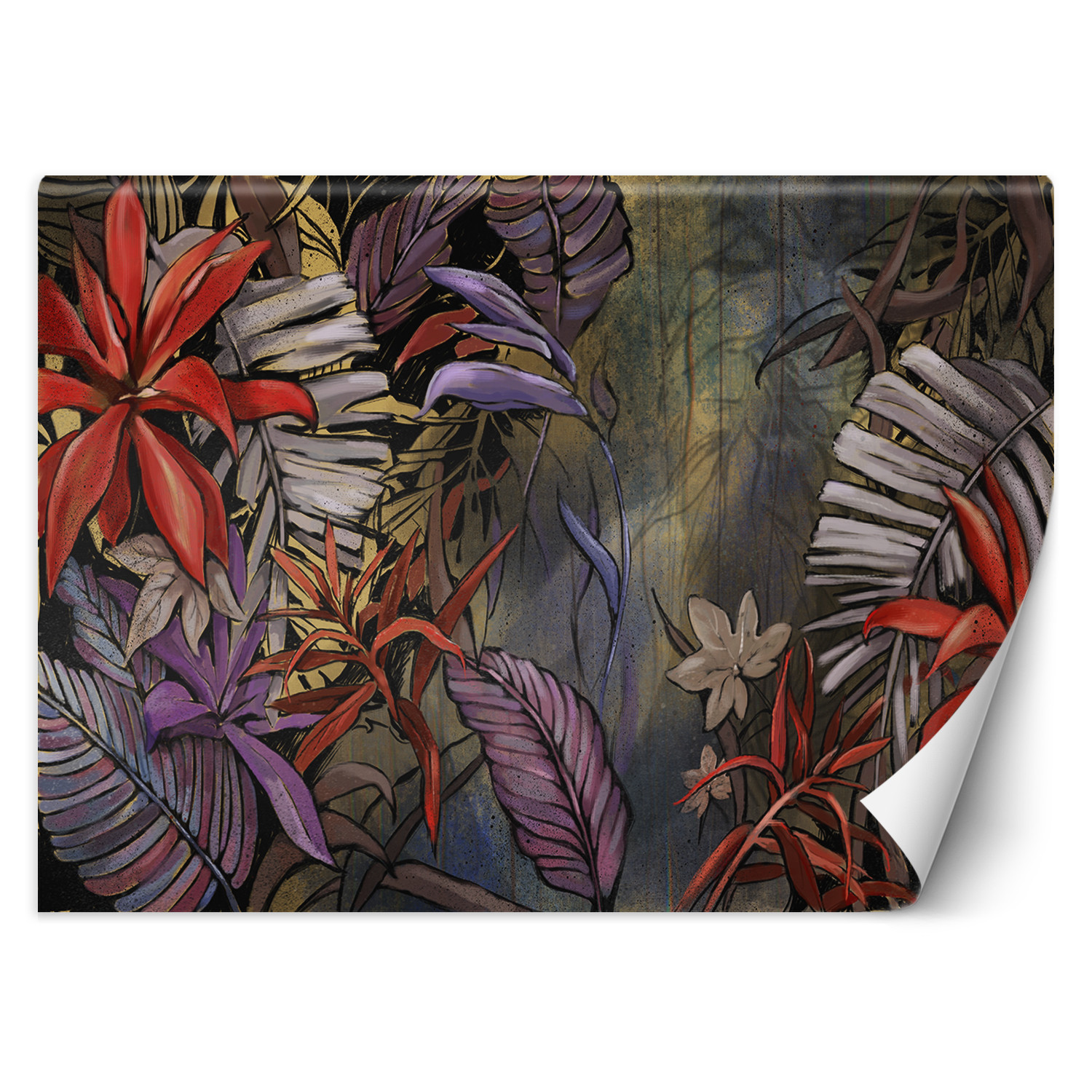 Feeby Fototapeta, Egzotyczne liście w dżungli malowane 150x105