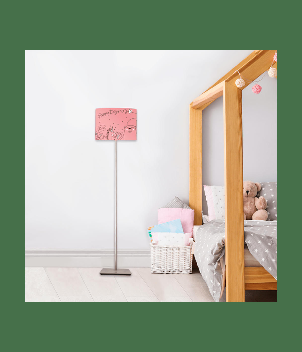 ENFANT - Abat-jour lampadaire enfant Happydays Rose Doux D: 45 x H: 25