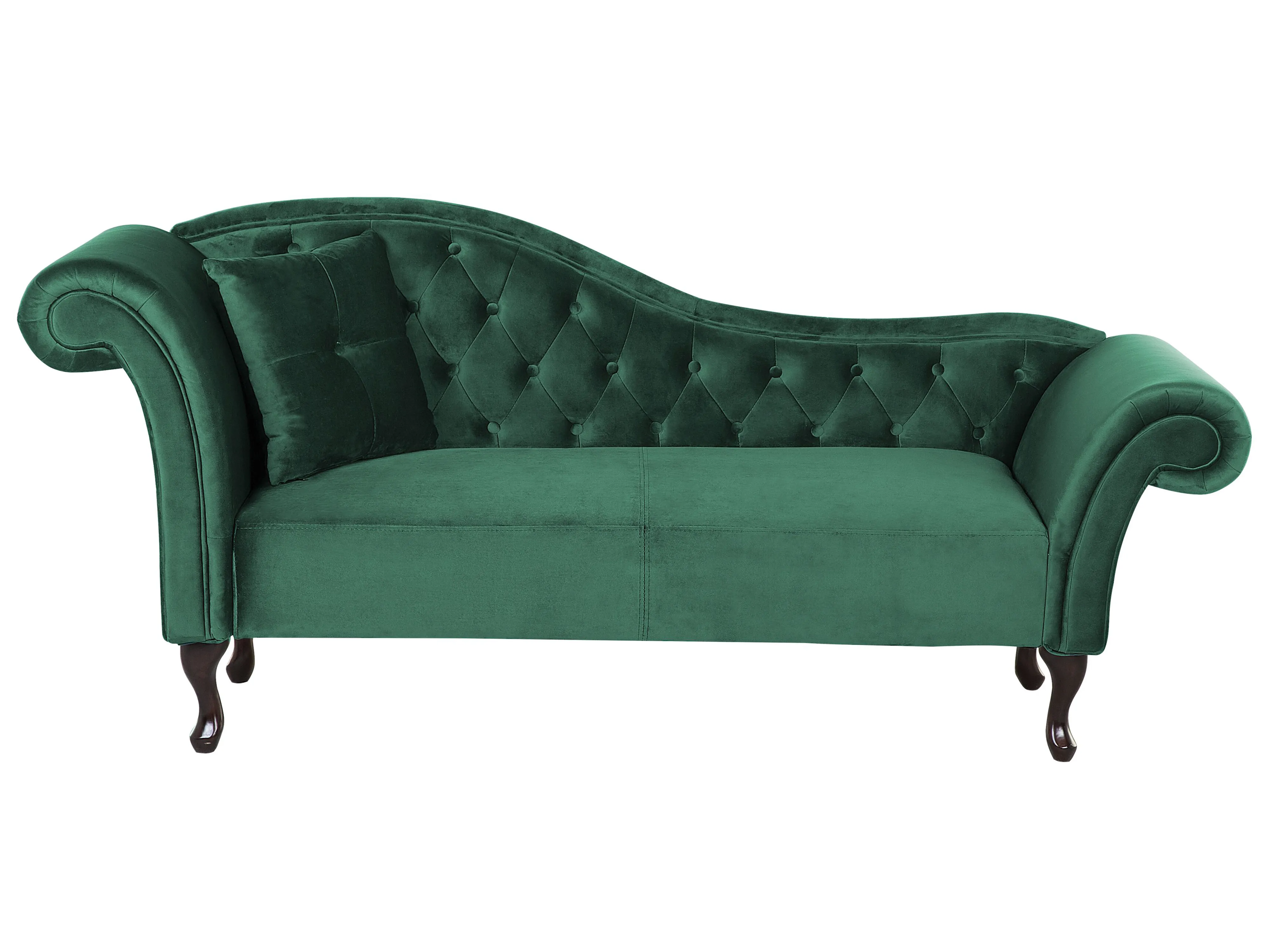 Left-Hand Chaise Longue LATTES Velvet Dark Green