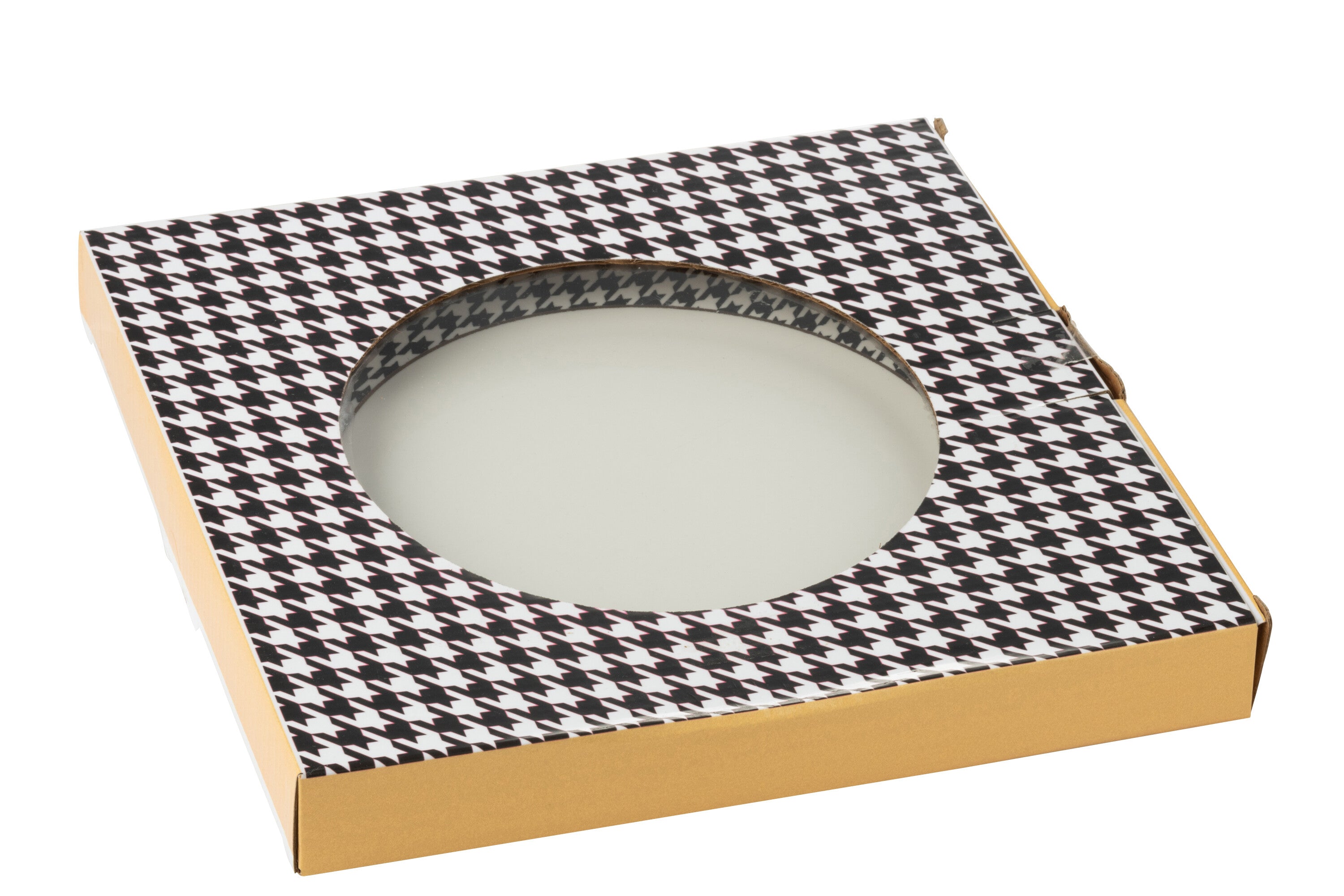 J-Line bord Pied-De-Poule - porselein - wit/zwart - large