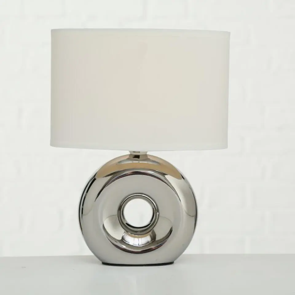 Deco by Boltze Schemerlamp - zilver - metaal/porselein - 26 cm