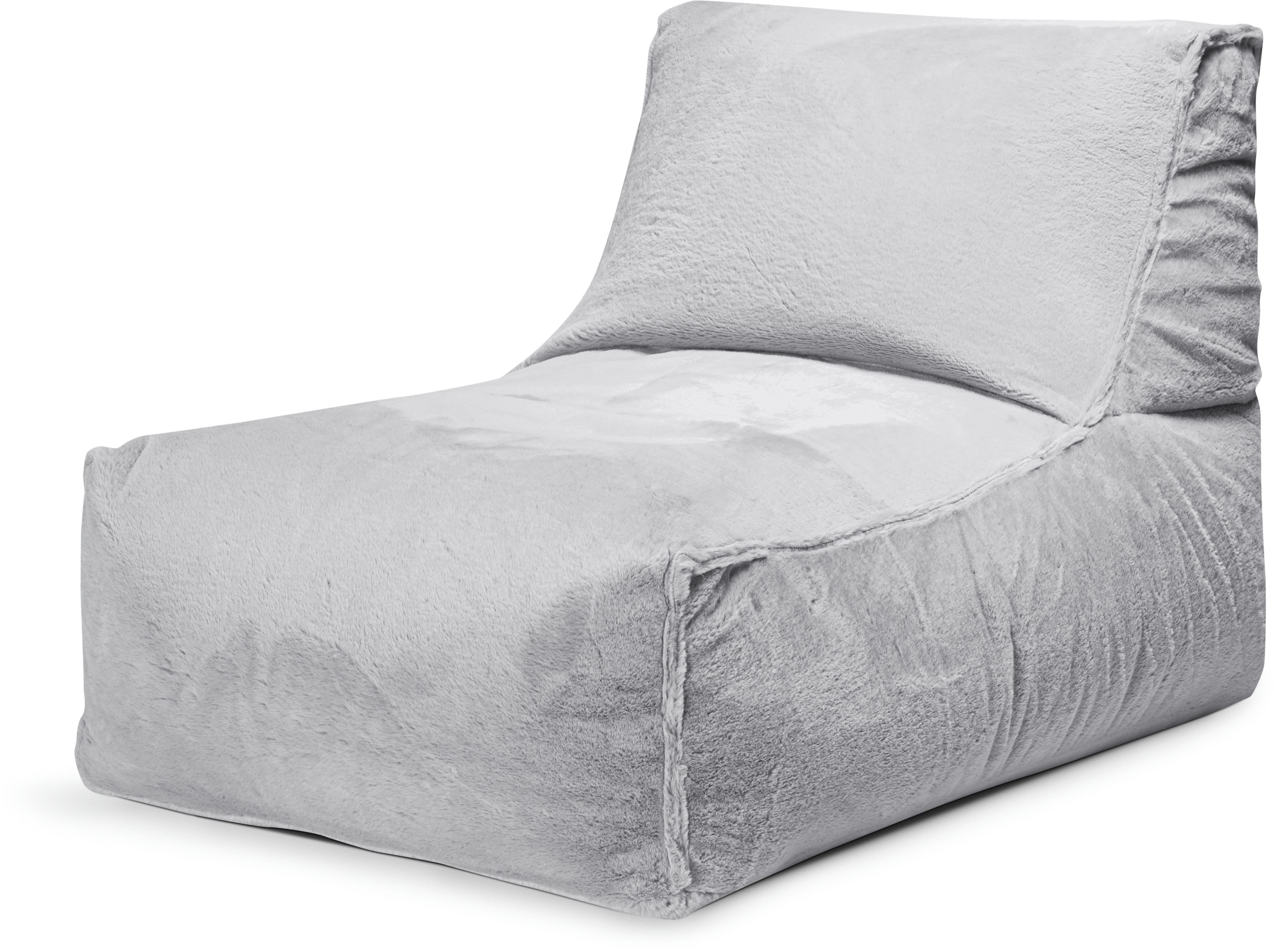 SOFTY - Pouf d'intérieur avec dossier aspect fourrure gris clair 65x100x65cm
