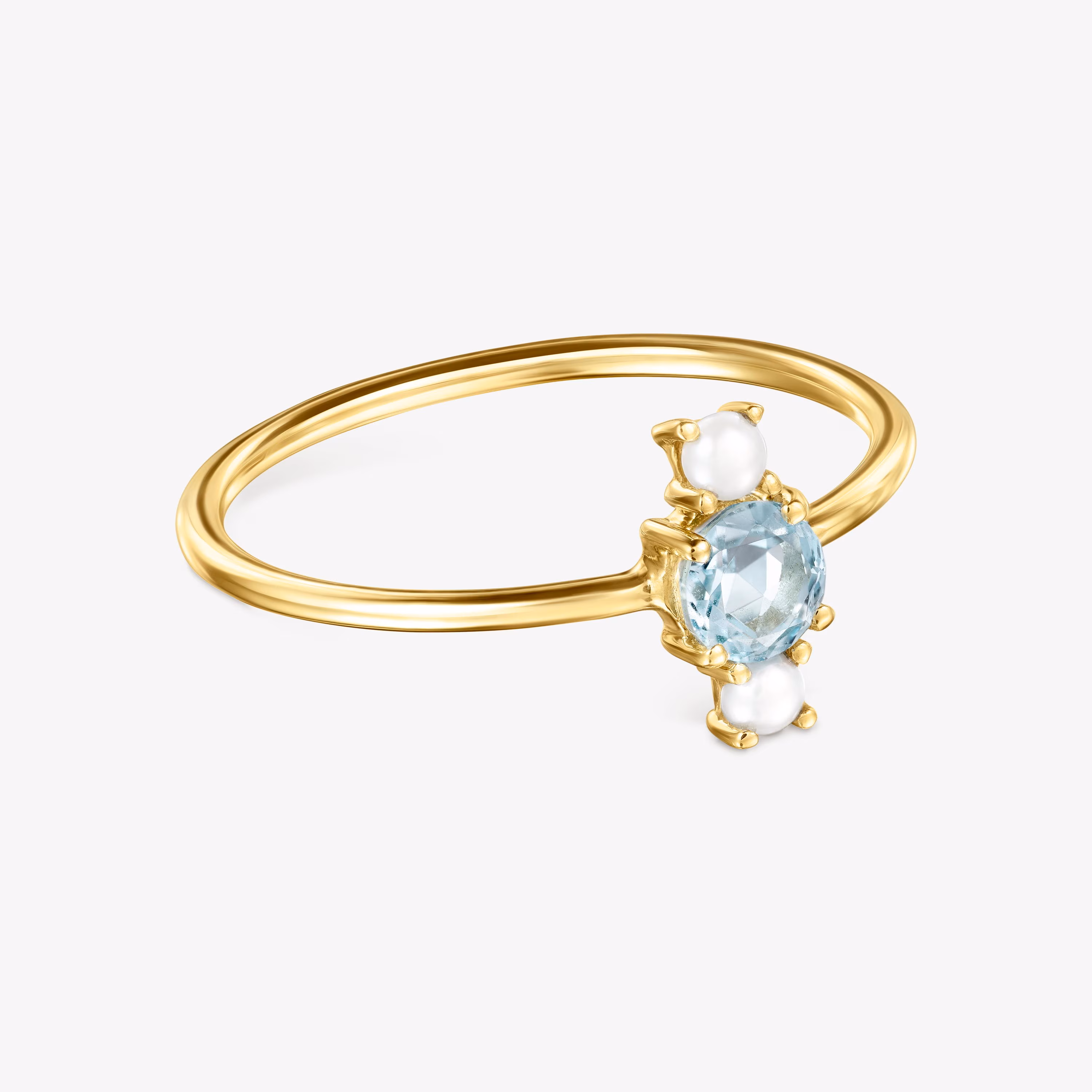 Anillo de oro con topacio facetado y perla  Mini Ivette