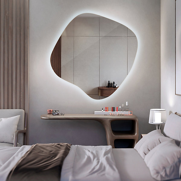Miroir lumineux irregulier Tulup 77x77 cm déco chambre cosy lumière froide