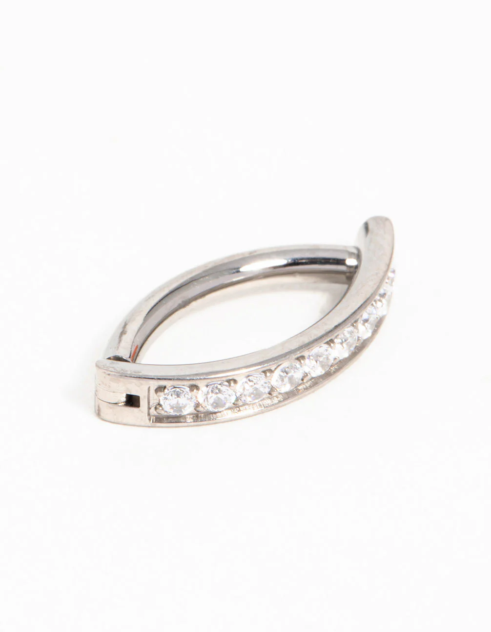 Titanium Cubic Zirconia Curved Ring Belly Ring