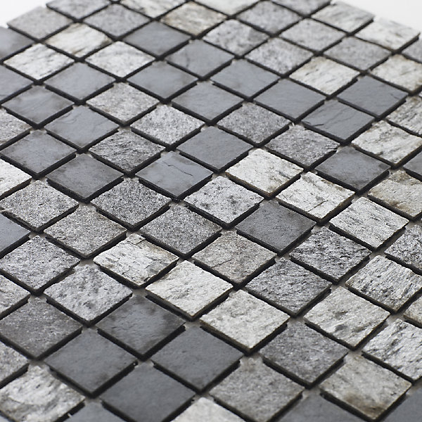 Mosaïque en pierre naturelle 100 x 50 cm - carreau 2,5 x 2,5 cm mixte gris