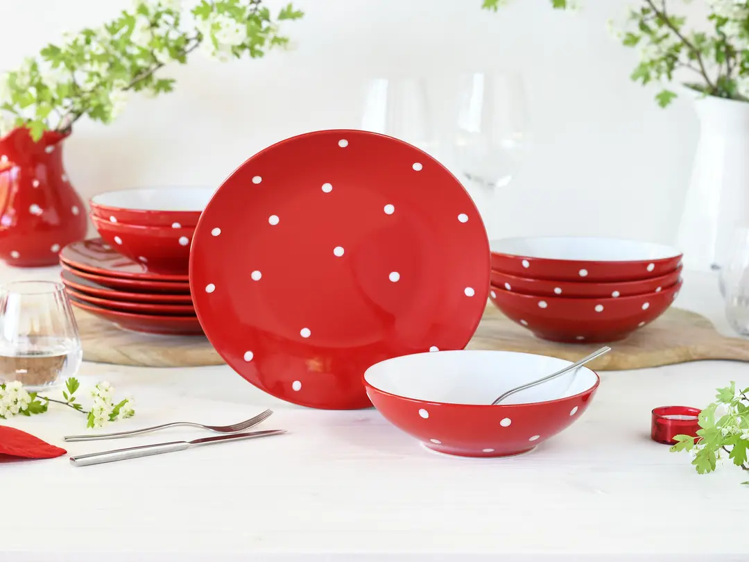 Geschirrset 12-teilig Polka Dots