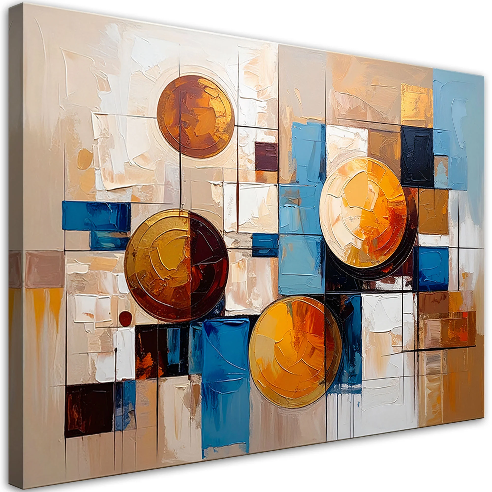 Feeby Obraz Abstrakcja do salonu, Geometryczne Kolorowe Kształty 60x40