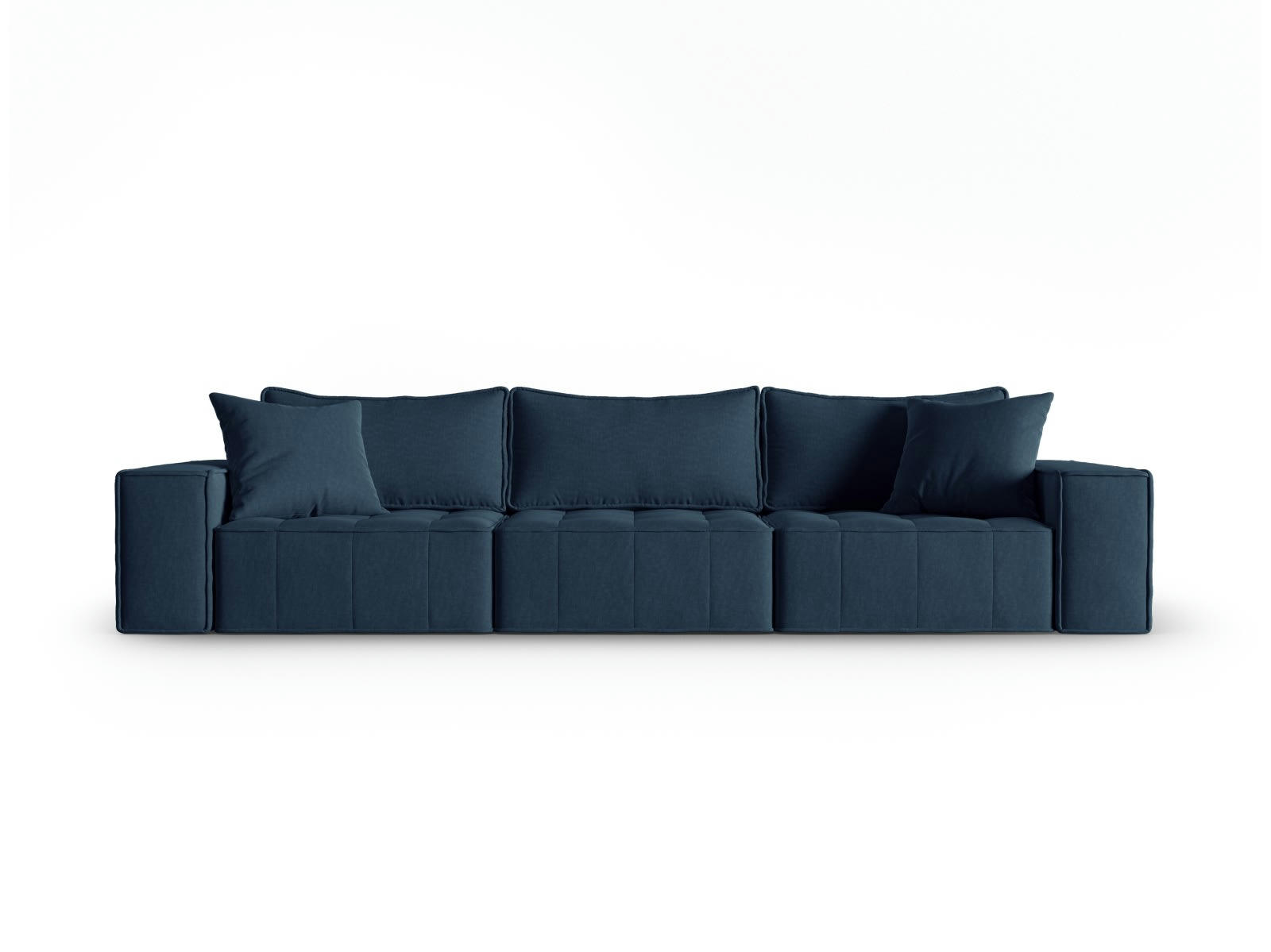 MIKE - Canapé modulable 5 places en tissu structurel blue jeans