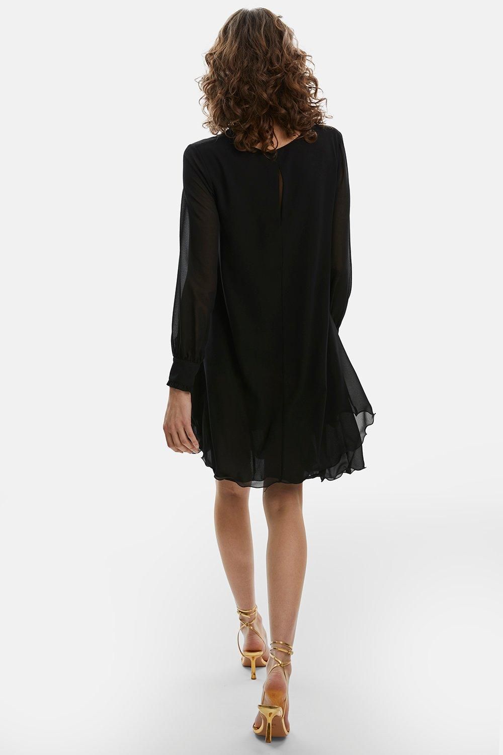 James Lakeland Long Sleeve Navy Wave Hem Dress