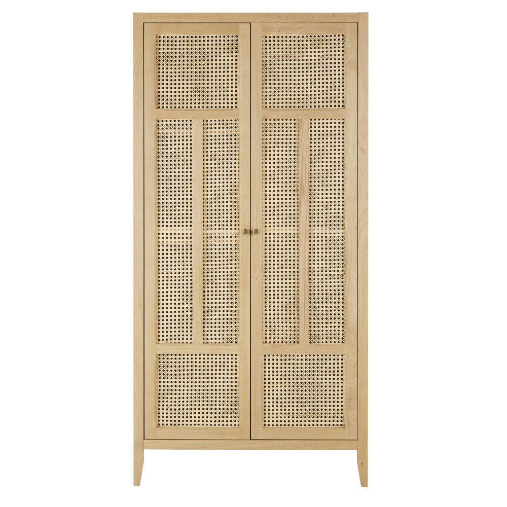 Chamarel - Dressing 2 portes battantes cannage en rotin beige