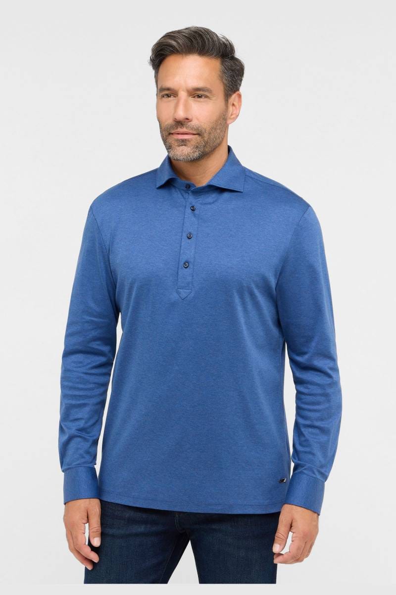 ETERNA 1863 Modern Fit Longsleeve Poloshirt dunkelblau, Einfarbig