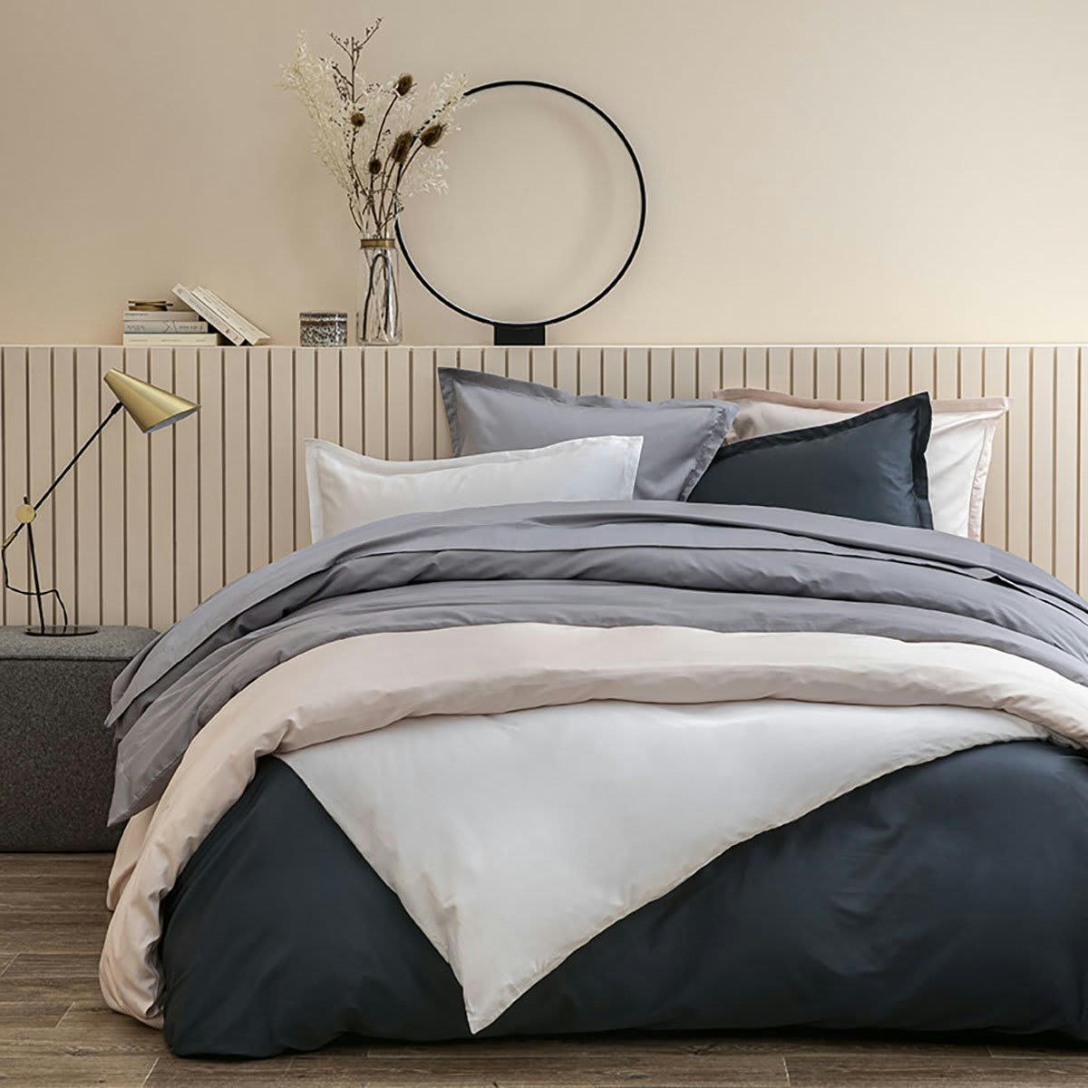 ECLAT - Housse de couette coton colombe 200x200 cm