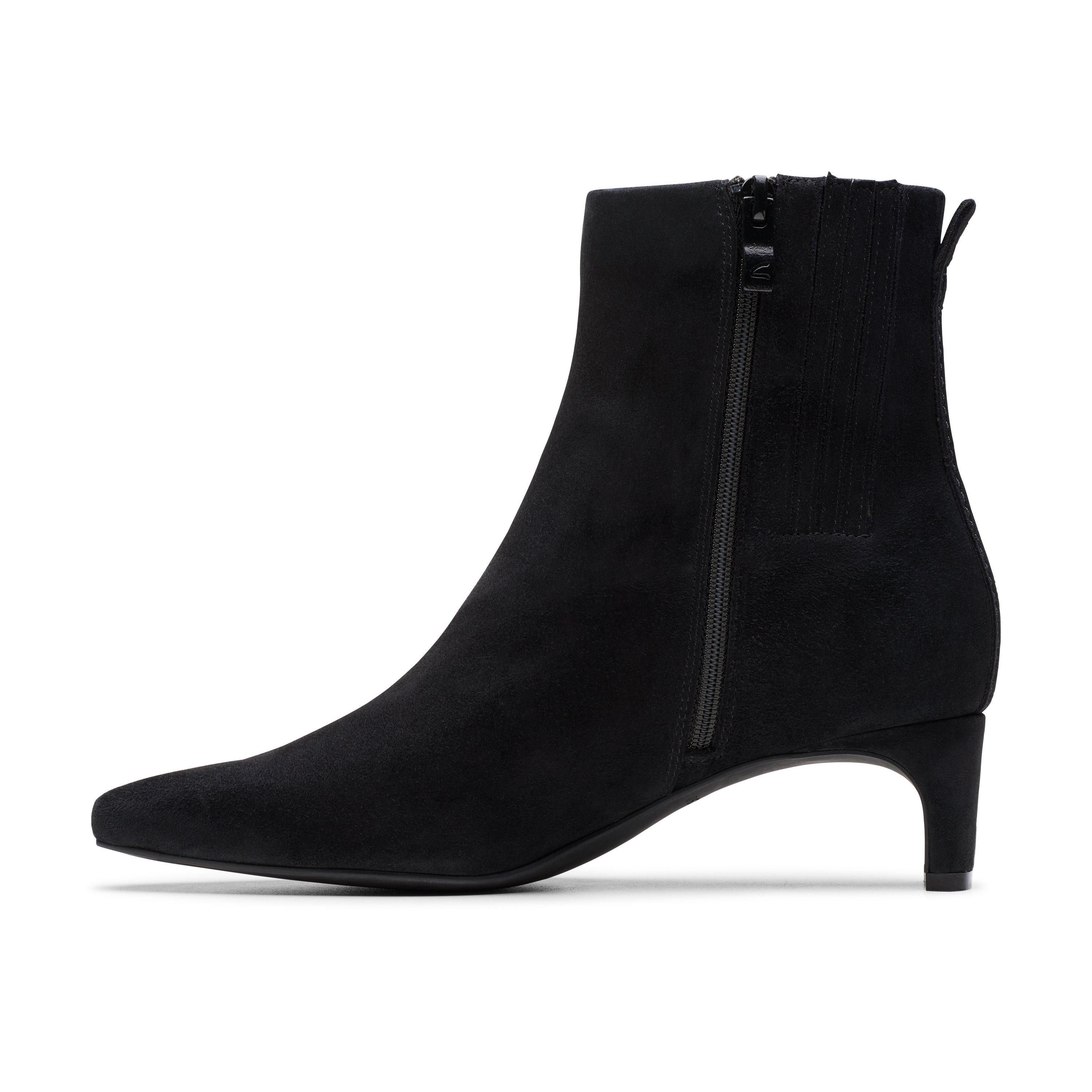 Clarks Edina Up Black Suede Ankle Boots