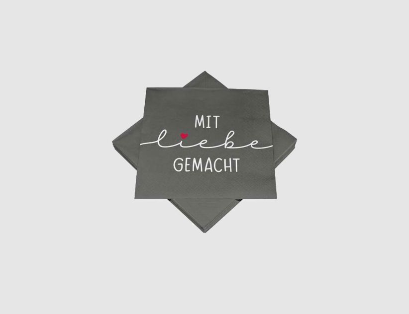 Servietten mit Liebe gemacht Grau