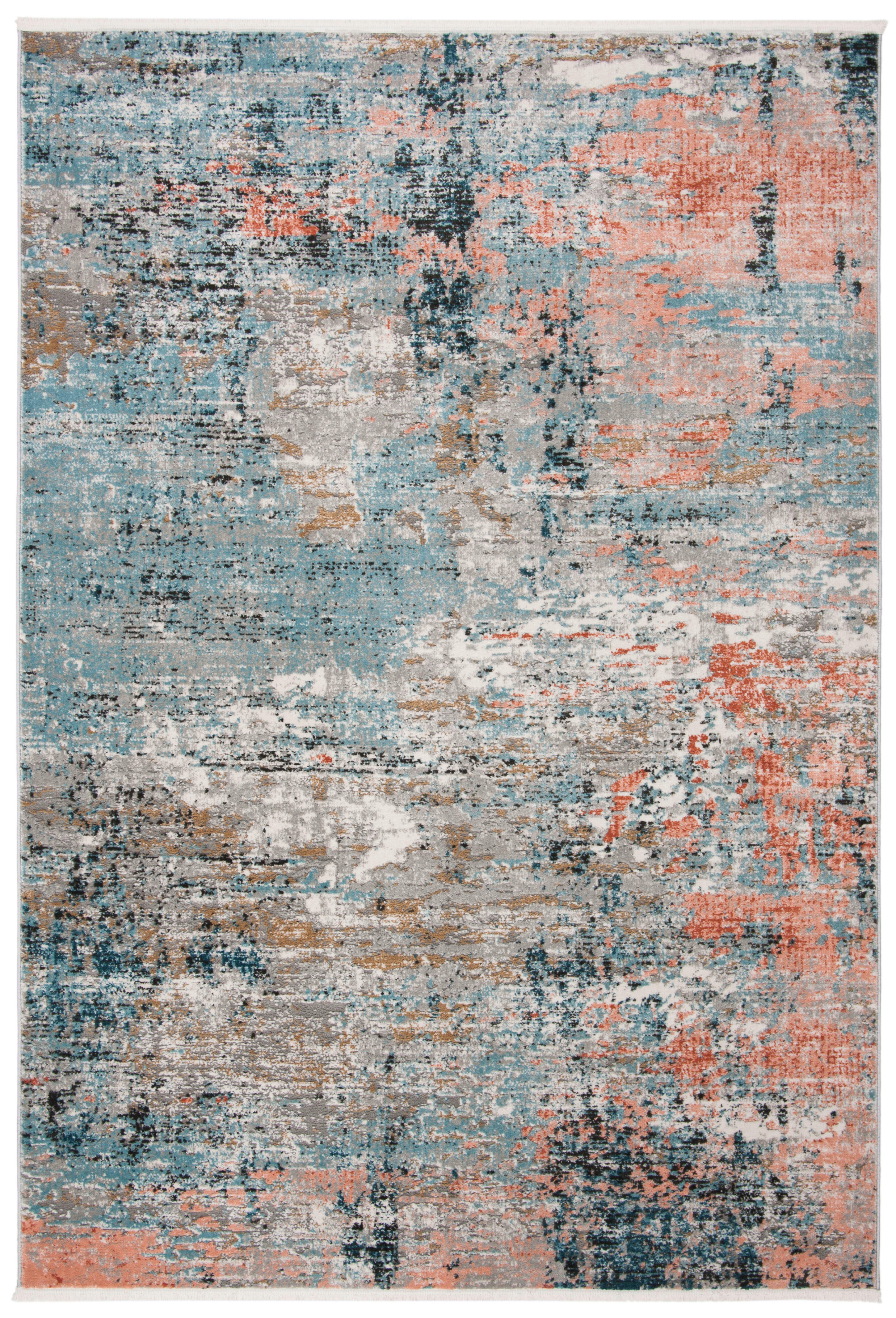 SHIVAN - Tapis de salon interieur en gris & rose, 91 x 152 cm